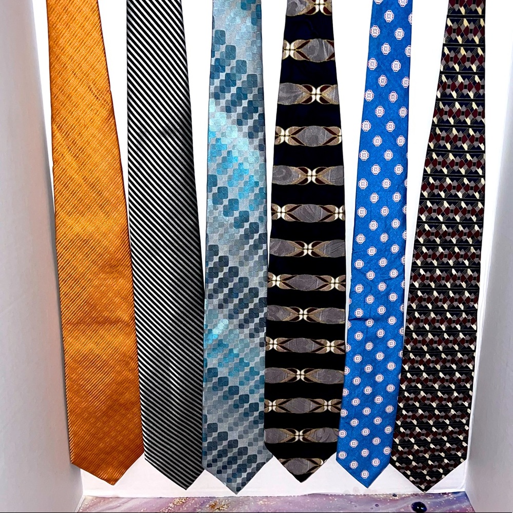 Lot of Six 100% Silk Ties DKNY Henry Grethel Stafford Jsaco Nautica